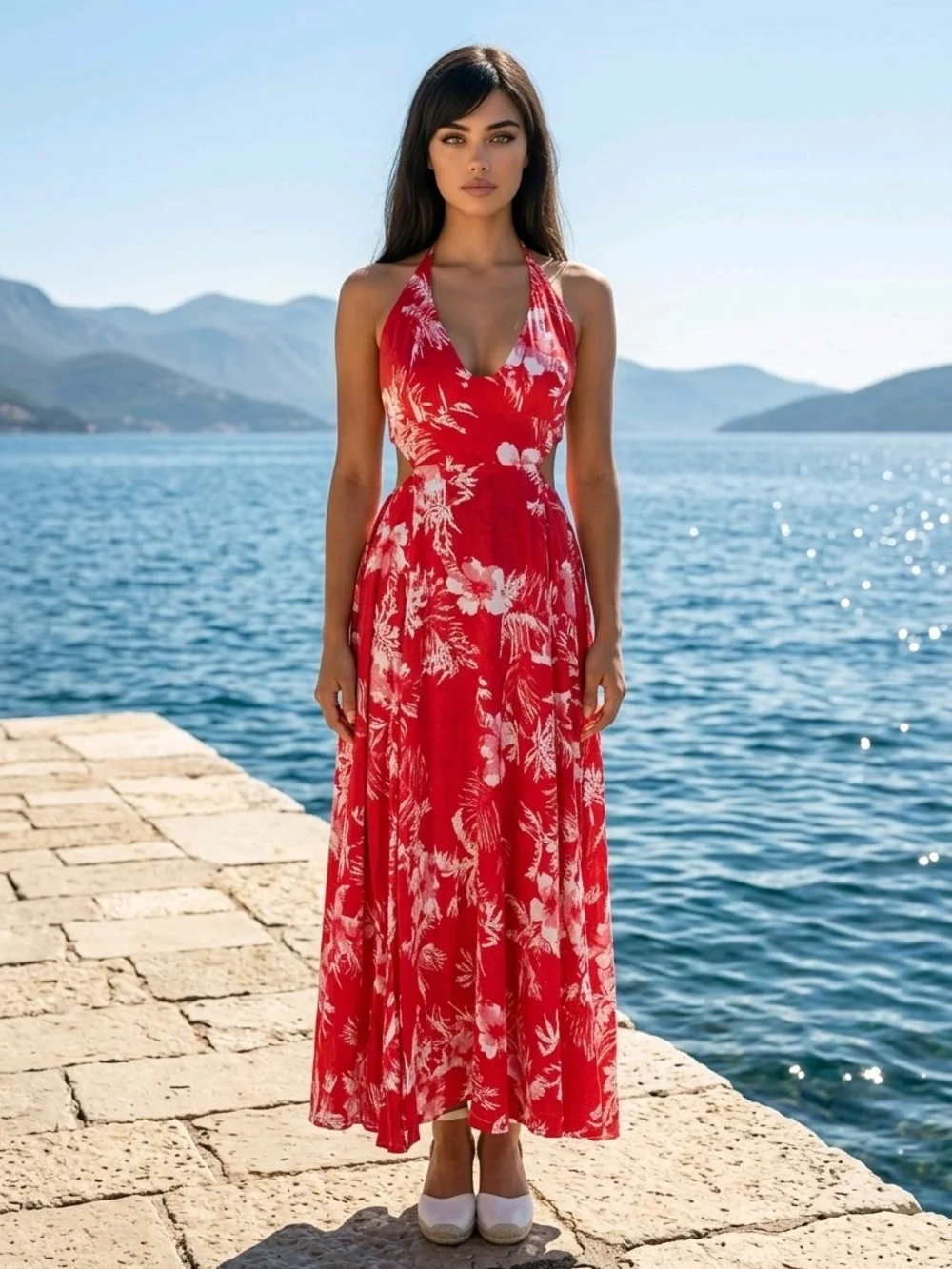 Free People Red Floral Maxi Dress - Picture 1 of 14